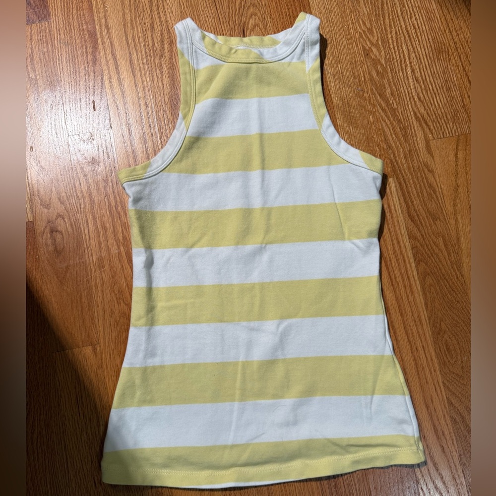 Anthropologie Mauve 100% cotton, Yellow and White Striped Racerback  Tank Top